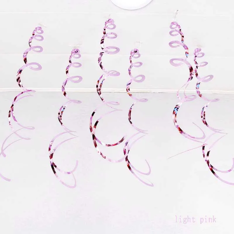 Light Pink 6 шт. с днем рождения DIY декоративные металлические потолочные Висячие вихри для детского душа Свадебные Хэллоуин День рождения украшения - Цвет: Light Pink