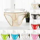 Мужские сексуальные прозрачные шелковые трусы, сетчатые женские эластичные бесшовные трусики, стринги, нижнее белье, черные, зеленые, розовые, красные, белые