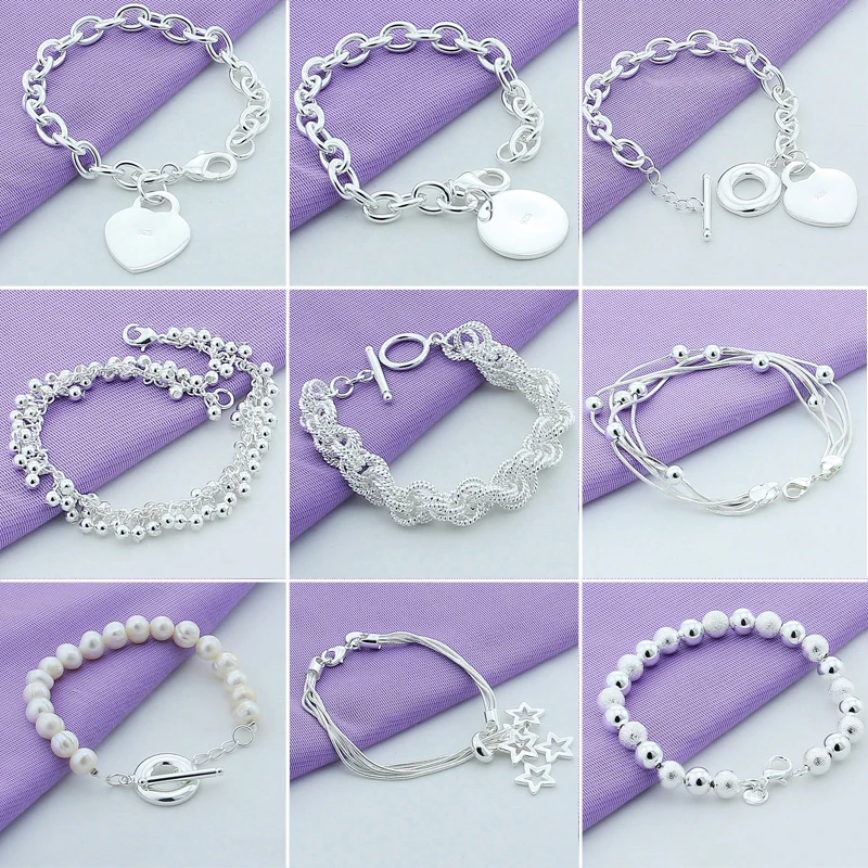 Модные серебряные браслеты на цепочке ювелирные изделия с подвесками в форме