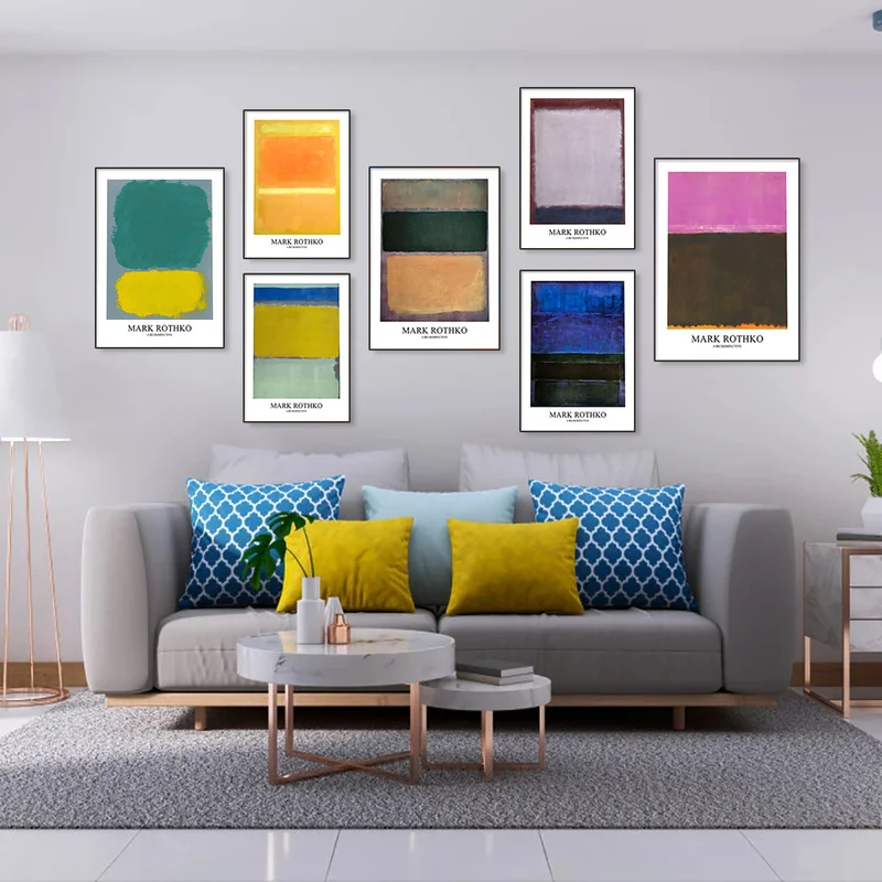 

Abstract Marc Rothko's Canvas Paintings, Print Posters, Modern Art Photos As Decorations In The Family Living Room, Frameless