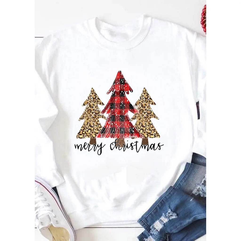 Женский Рождественский свитер с принтом Однотонный длинными рукавами и в виде