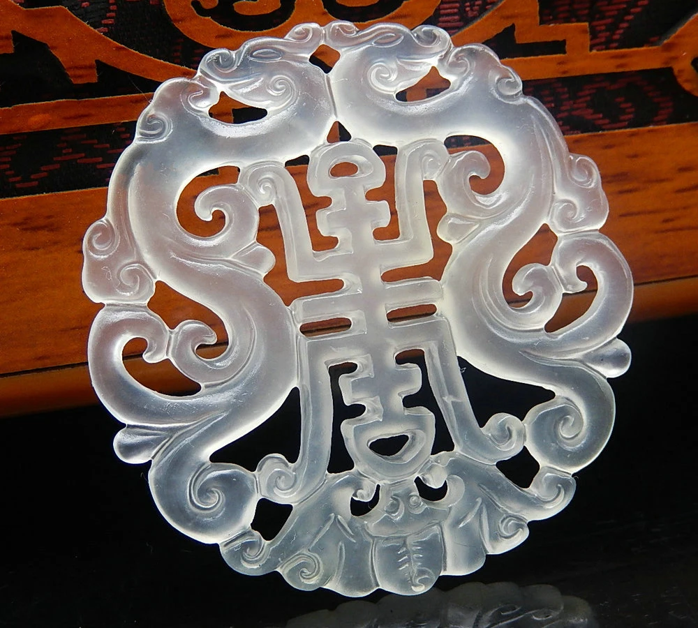 Двусторонняя подвеска в виде дракона из натурального нефрита для мужчин и женщин