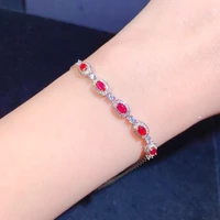 gemicro jewelry 100 natural ruby chain bracelet with 3x5mm5pcs gem and 925 sterling silver as women classic elegant party wear