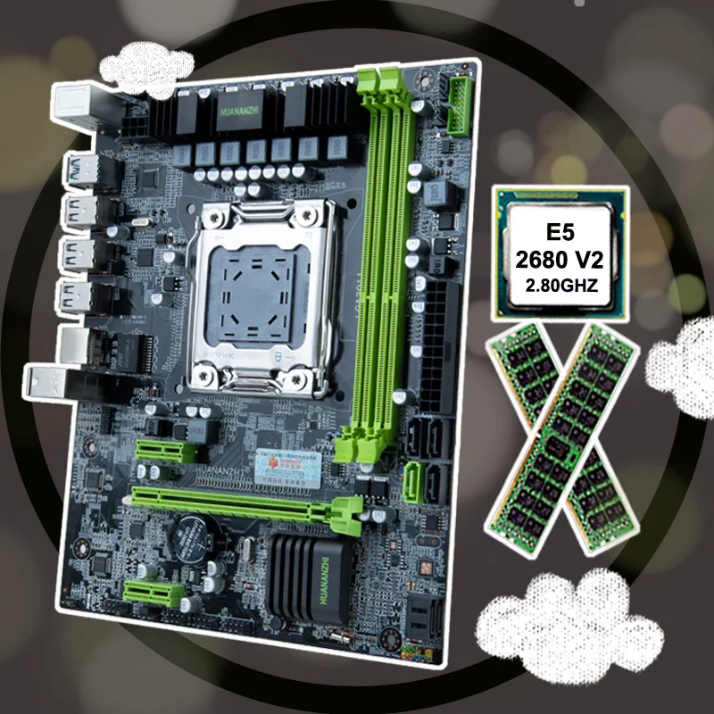 

HUANANZHI X79-6M M-ATX Motherboard CPU RAM Bundle HI-SPEED NGFF/NVME SSD M.2 Slots CPU Intel Xeon E5 2680 V2 RAM 32G(2*16G) RECC