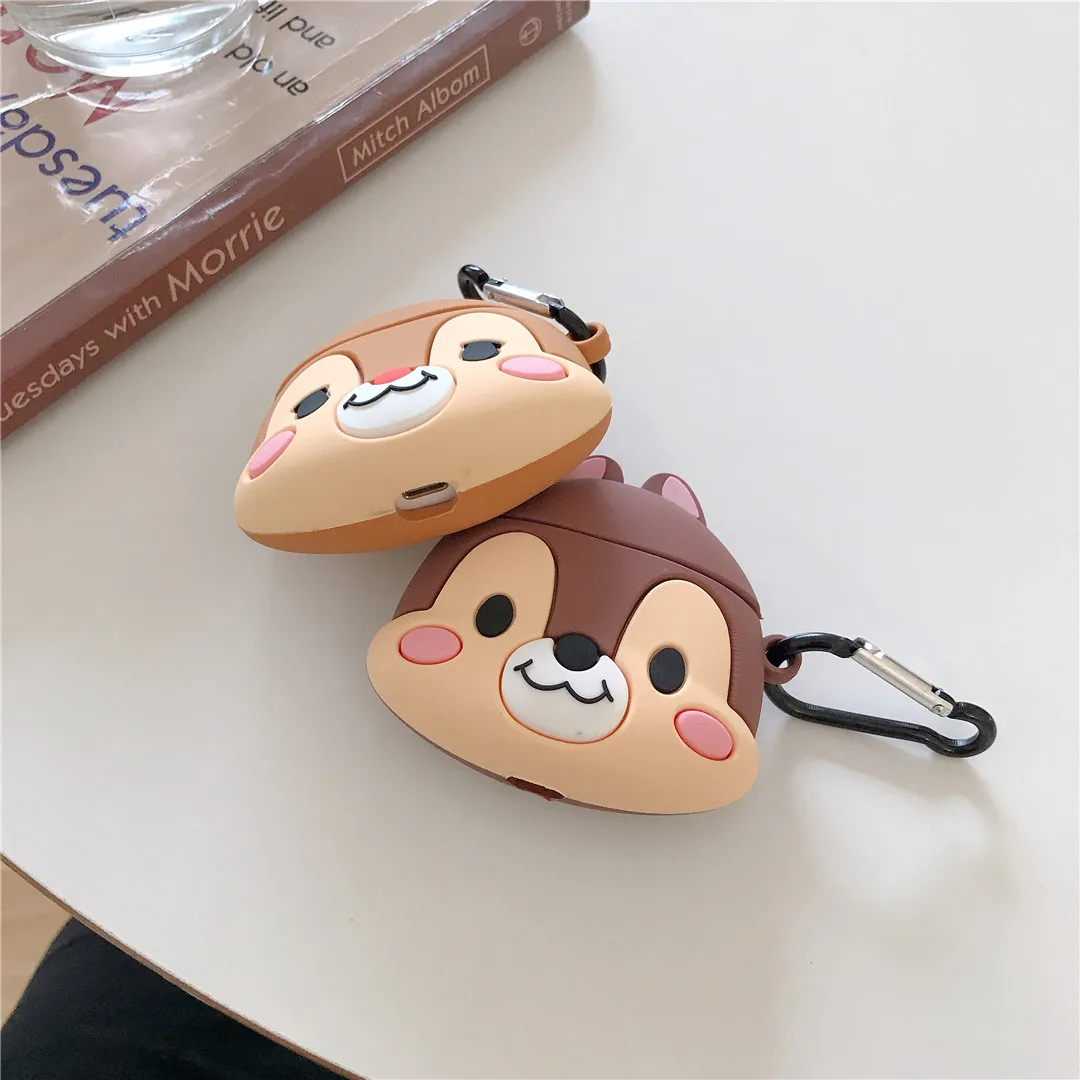 3D мультфильм chipmunk чип и Дейл силиконовый мягкий чехол для Apple Airpods 1/2 чехол беспроводной Bluetooth защитный чехол для наушников