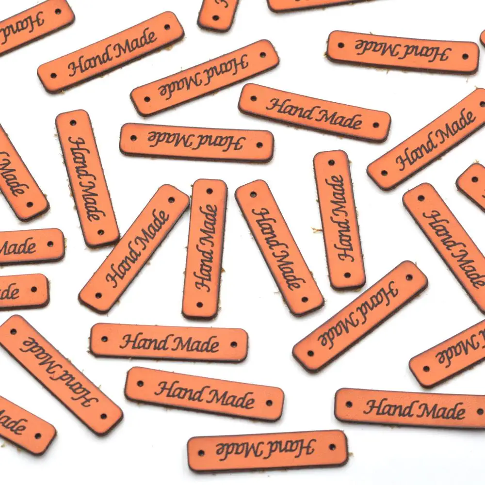 KALASO высокое качество 20 шт. оранжевые этикетки для одежды ручной работы кожаные