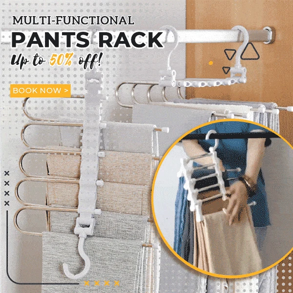 

Multi-functional Pants Rack Newest Fashion 5 in 1 Pant rack shelves Stainless Steel Clothes Hangers Multi-functional Wardrobe Ho
