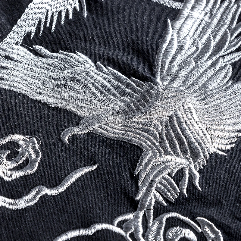 Men Jeans Jumpsuits Lapel Long Detachable Sleeve Embroidered Fashion Hip Hop Denim Overalls Cargo Pants Black Homme Trousers