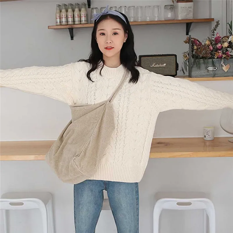 Холщовая Сумка для покупок женщин Вельветовая однотонная большая многоразовая