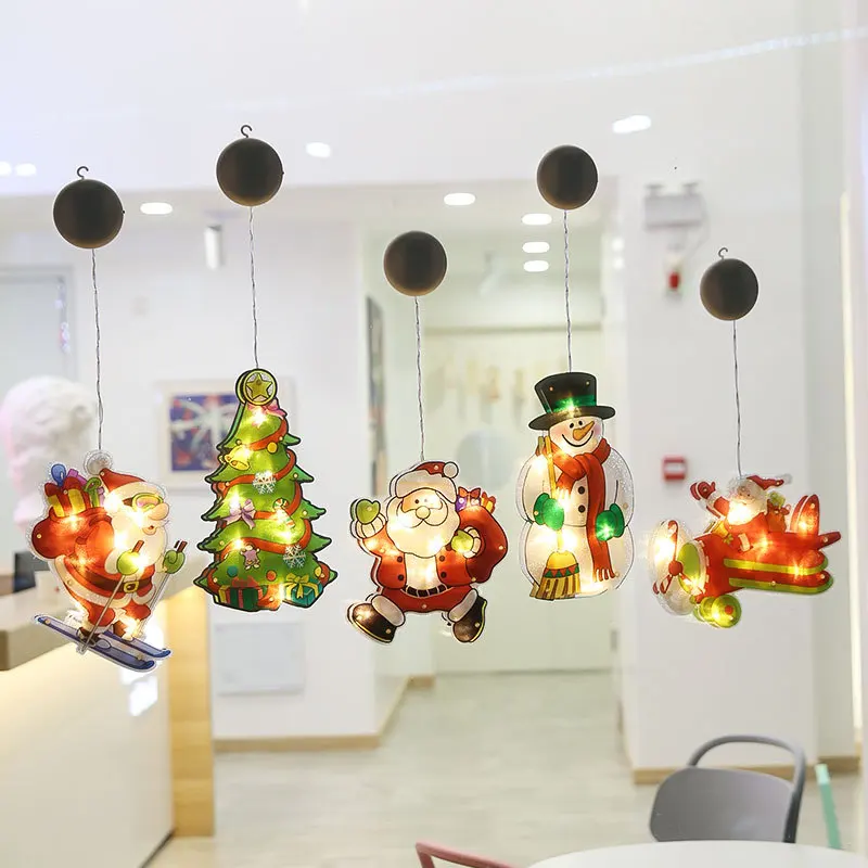 

Christmas Decorative Holiday Decoration Shop Window Scene Layout Suction Cup Lamp Trinkets Luces De Navidad Fairy Lights