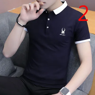 

Мужская футболка с коротким рукавом и воротником, Новинка лета 2019, Корейская версия хлопка, приталенная