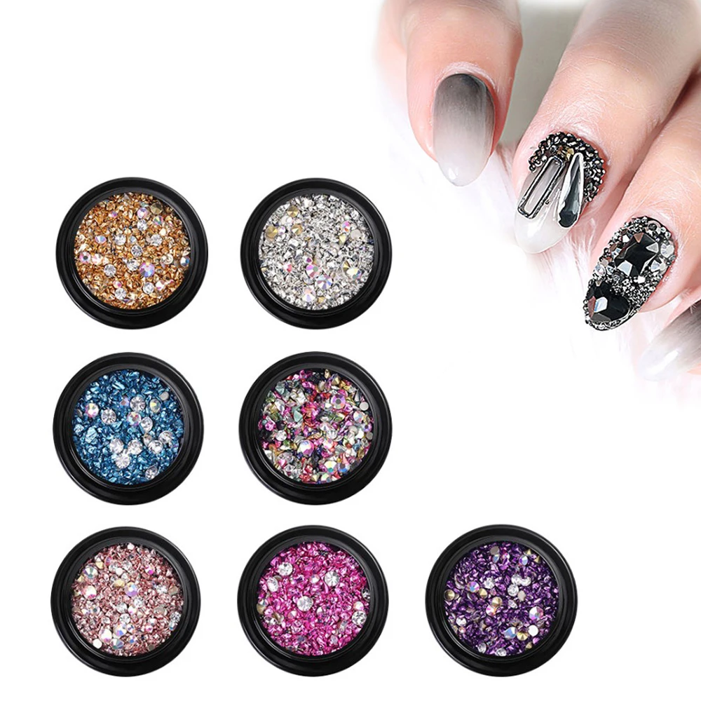 Голографический Блестящий 3d дизайн ногтей золотистого/серебристого цвета с