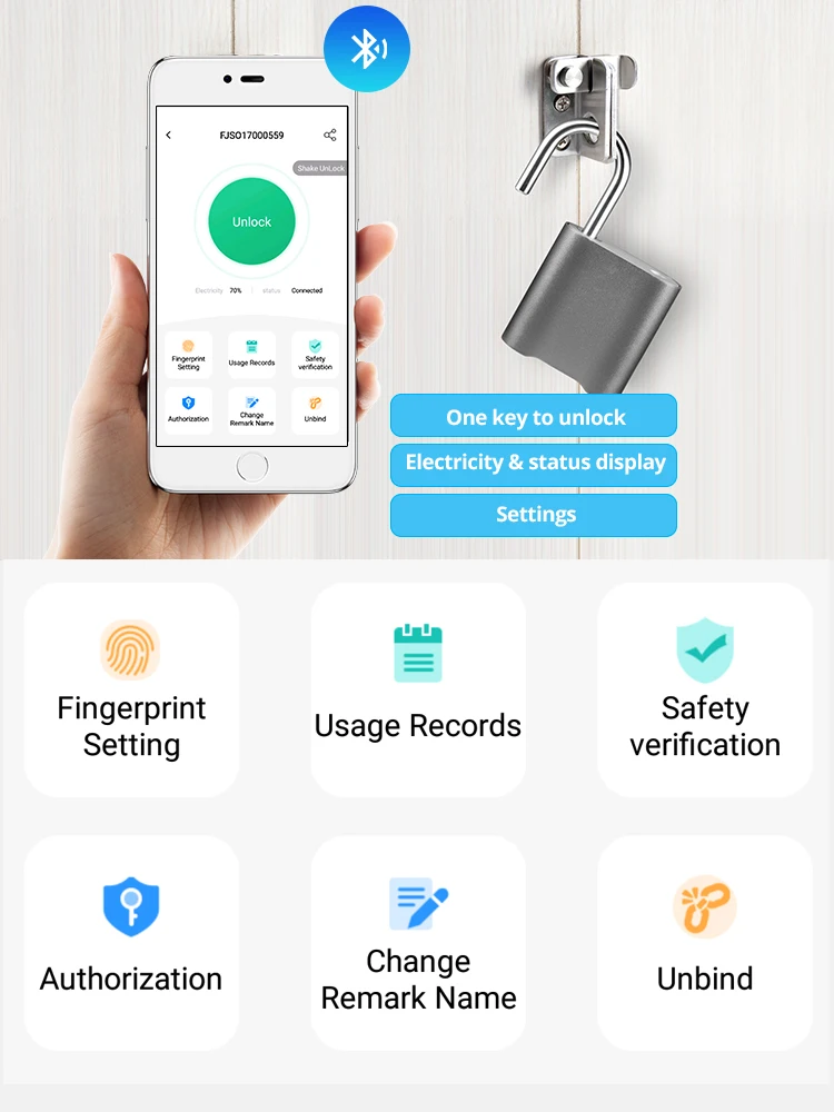 Умный БЕСКЛЮЧЕВОЙ Bluetooth замок отпечатков пальцев IP65 Водонепроницаемый Cerradura Противоугонный замок с защитой от отпечатков пальцев замок для двери багажный замок