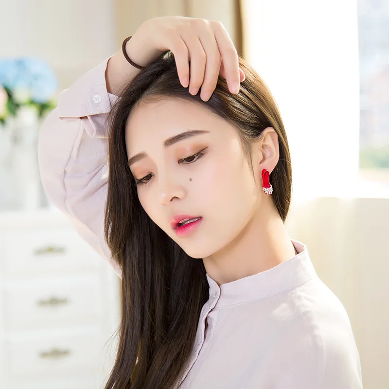 Unique Design Women Bag and High-heeled Shoes Earrings for Rhinestone Long Drop Christmas Party Korean Jewelry | Украшения и