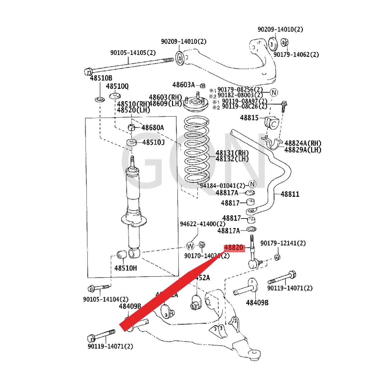 Передний стабилизатор в сборе 2004-Toy ota TAC OMA LAN DCR UIS ER 90, передний стабилизатор с шаровой головкой R/L, стабилизатор в сборе