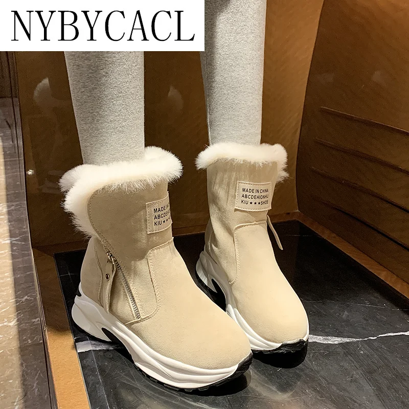 2022 Woman Shoes New Zipper Snow Boots for Women Winter Suede Platform Ankle Boots Ladies Casual Warm Plush Woman Winter Boots