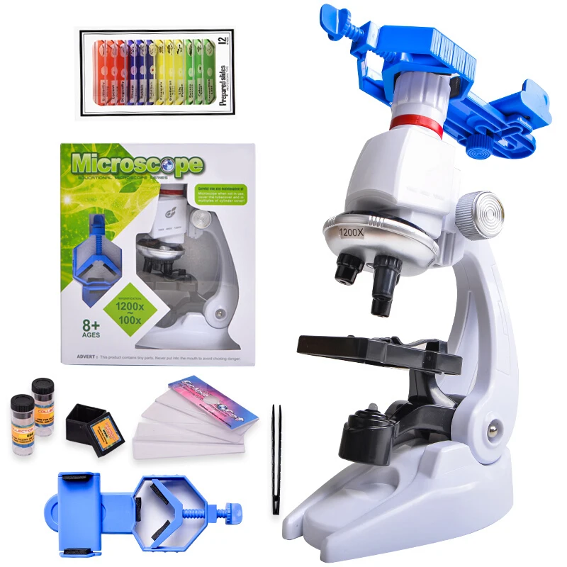 

ZK30Microscope Kit Lab LED 100X-400X-1200X Home School Science Educational Toy Gift Refined Biological Microscope For Kids Child