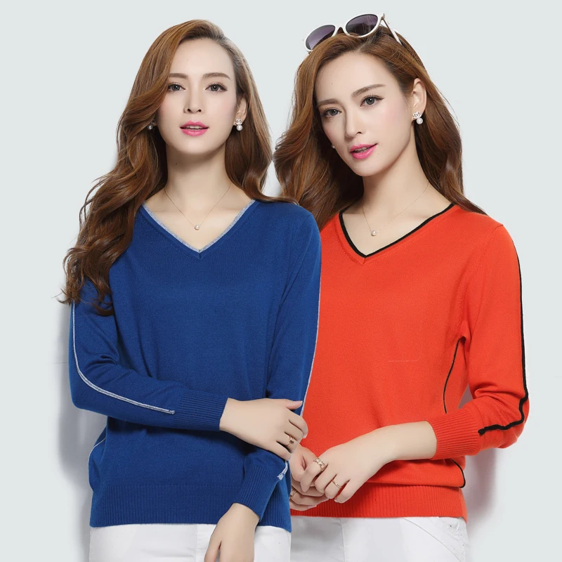 Осенний кашемировый свитер с v-образным вырезом куртка длинными рукавами женский