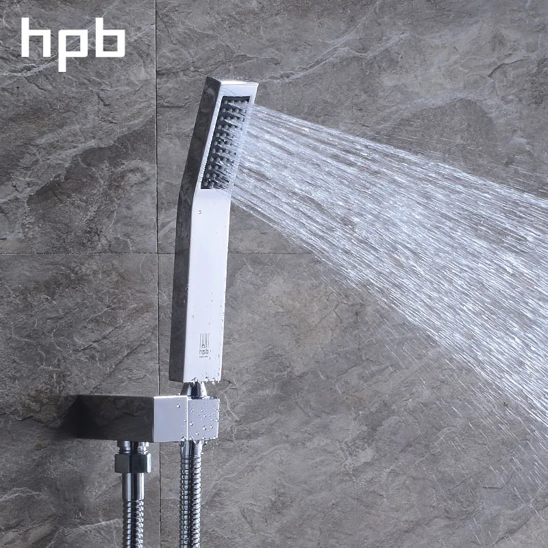 

Shower Faucet Thermostatic Polished Chrome Concealed Rainfall Bathroom Tap Kit Modern 2Function Rain Showerhead Shower Mixer Set