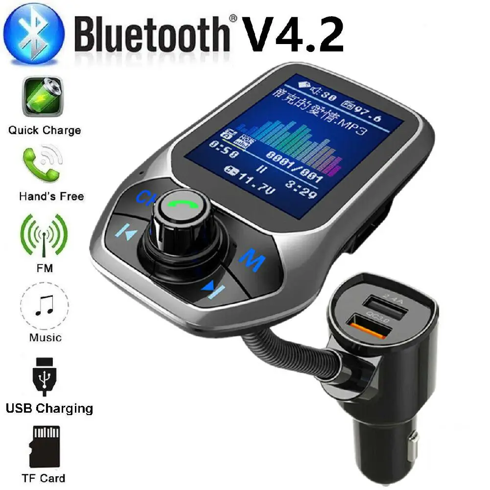 Автомобильный fm передатчик комплект с адаптером Bluetooth 4 2 для MP3 плеера громкой