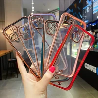 lovebay luxury plating square frame lens protected phone case for iphone11 12 pro max mini x xr xs 13 7 8 plus soft tpu back