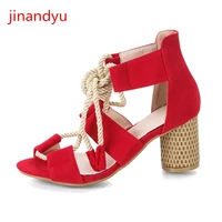 high heels fashion sandals women chunky heels summer big size shoes red pumps heels elegant dress women for wedding party sandal