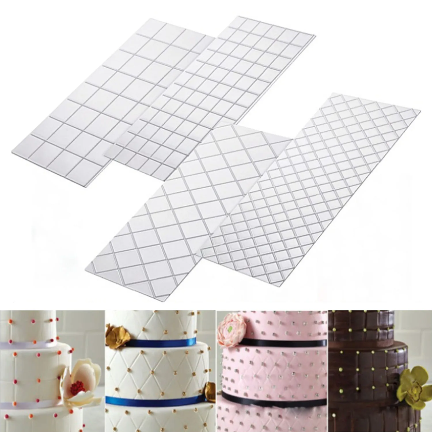 Behogar 4 шт. форма для выпечки тортов прозрачный Fondant (сахарная) сетки рельефная