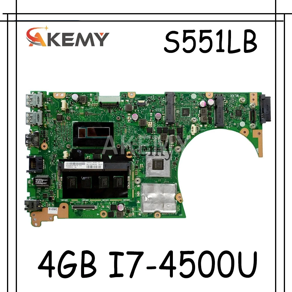 Akemy S551LB материнская плата для ноутбука For Asus S551LN S551LD S551L тестовая оригинальная 4G ram
