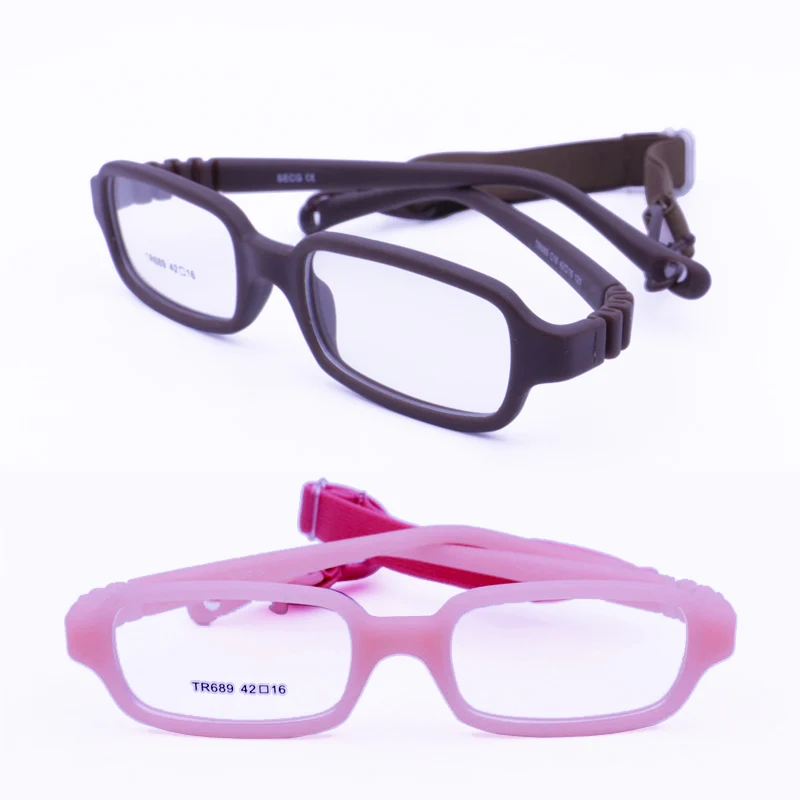 

Retail sales 689 kids environmental TR90 bendable safety rectangle progresive eyeglass frames with adjustable strap