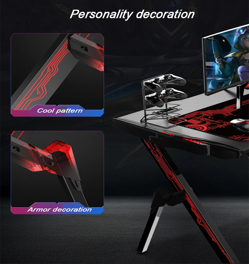Black Gaming Desk Tarantula Foot-Shaped Computer Table with Headphone Hook Water Cup Holder RGB Light Gamer for Men Childe | Мебель