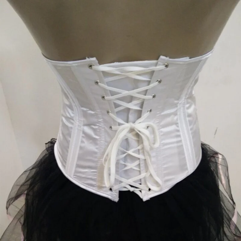 Steel Bone Underbust Corset Women Firm Waist Trainer Buckle Bandage Tie Belly Slimming Underwear Satin Bustier Korsett Plus Size