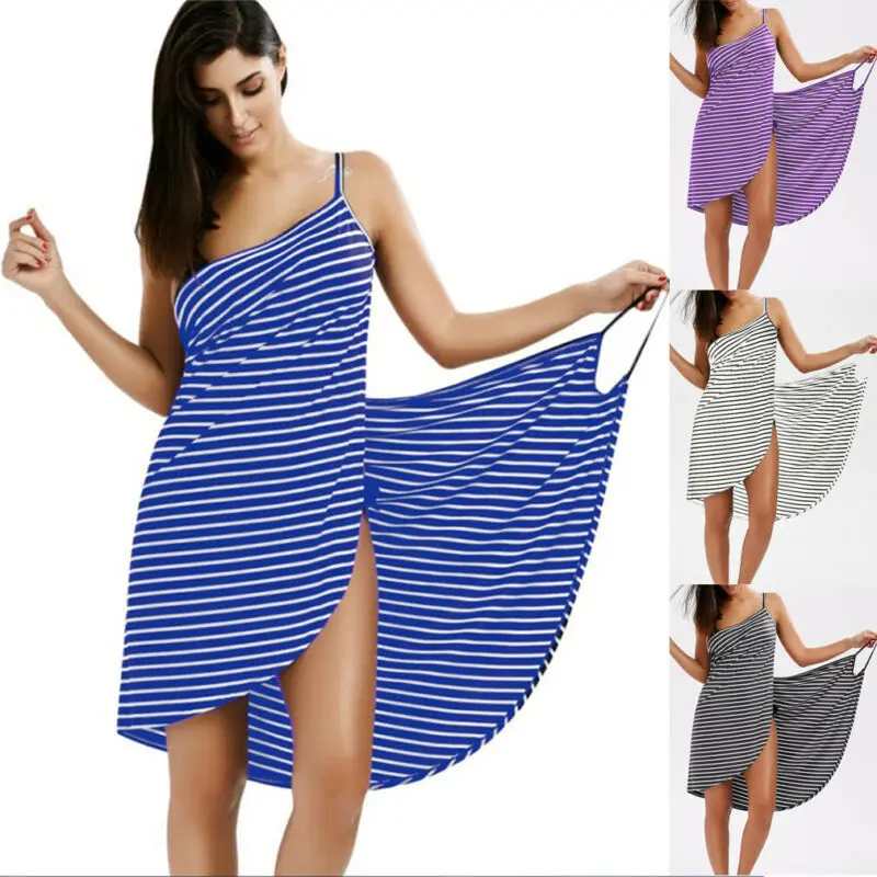Домашнее текстильное полотенце женские халаты банное носимое полосатое платье