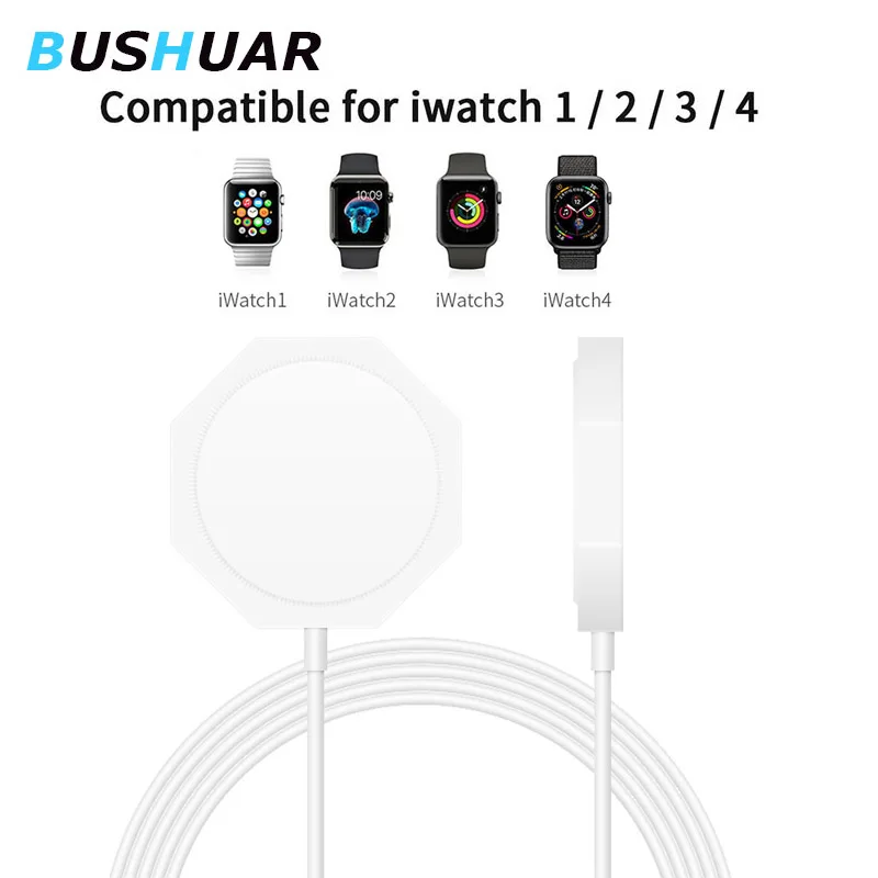 Беспроводное зарядное устройство BUSHUAR для apple watch Series 1 2 3 4 магнитное зарядное устройство для iwatch 3,3 футов 1 м usb-кабель быстрозарядная станция