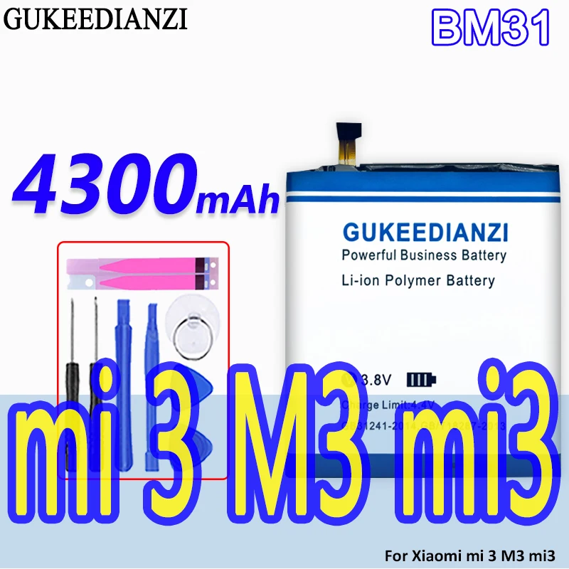 BM31 4300 мАч 100% Новый Сменный аккумулятор для телефона Xiaomi mi 3 M3 mi3 литий ионные