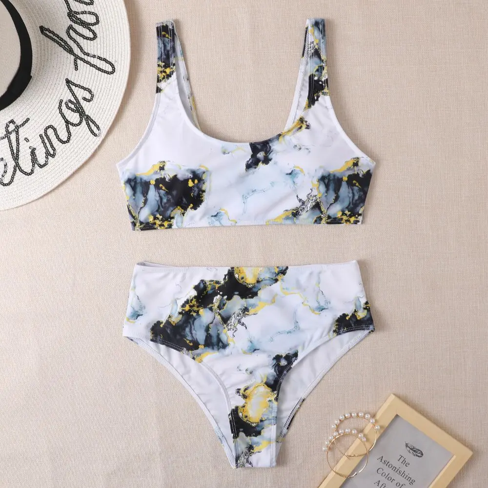 

High Waist Bikini 2021 New Printed Women Swimsuit Two Piece Sexy Biquini Set Brazilian Swimwear Female Bathing Suit Beachwear XL