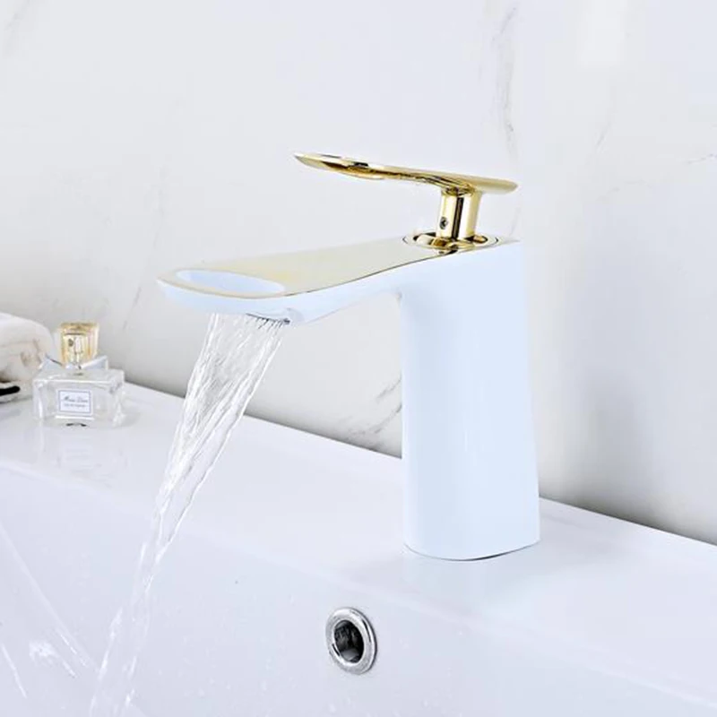 Смеситель для раковины Azeta современный белый золотой водопад смеситель кран