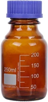 6 pack amber borosilicate glass 250 ml graduated round lab reagent mediastorage bottle with gl45 blue screw cap
