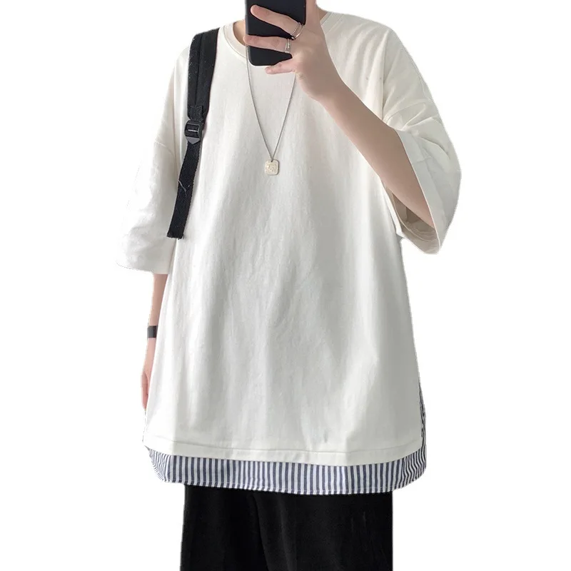 

2021 men's Korean version of the trend with short-sleeved t-shirts trendy summer fashion shirt ins Hong Kong wind