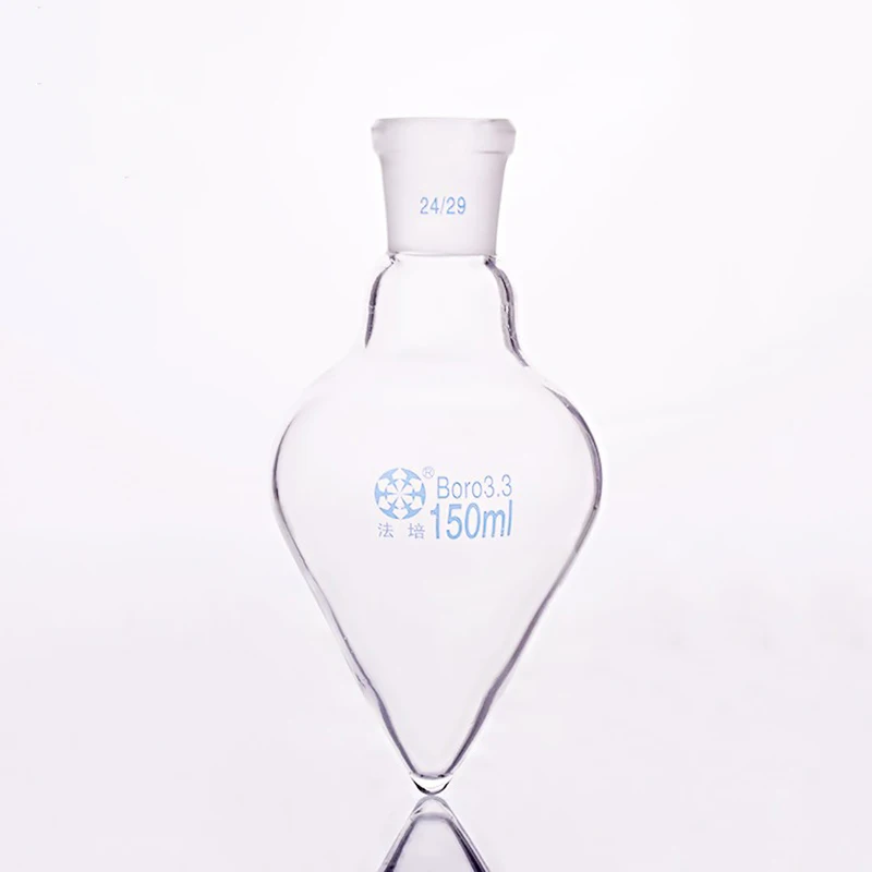 Pear-shaped flask,Capacity 150ml,Joint 24/29,Heart-shaped flasks,Coarse heart-shaped grinding bottles