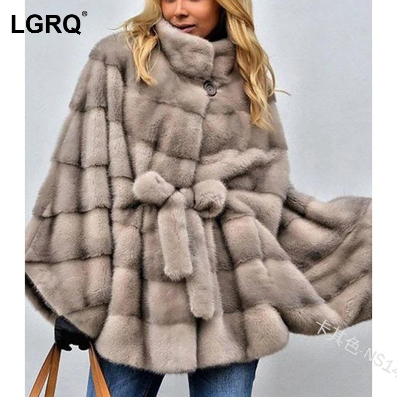 

[LGRQ] Bow Thicken Warm Soft Cardigan Faux Fur Jacket New Lapel Long Sleeve Women's Coat Fashion Tide Autumn Winter 2021 19D4230