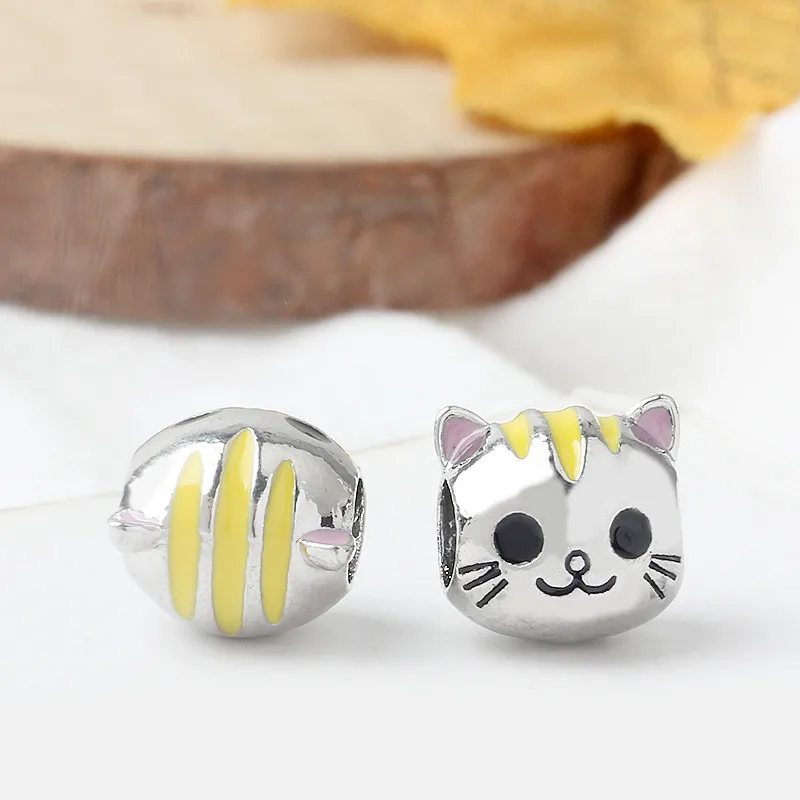 1 шт. милые животные в виде кошек и собак след кулон бусины для самостоятельного
