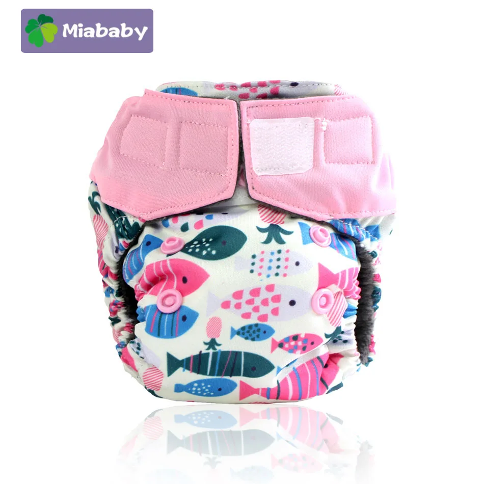 Тканевый подгузник Miababy из древесного бамбука AIO для новорожденных двойная