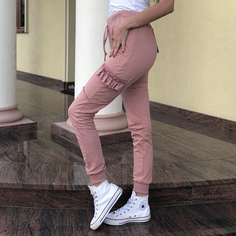 Осенние и зимние Новые однотонные Свободные повседневные брюки с бахромой по