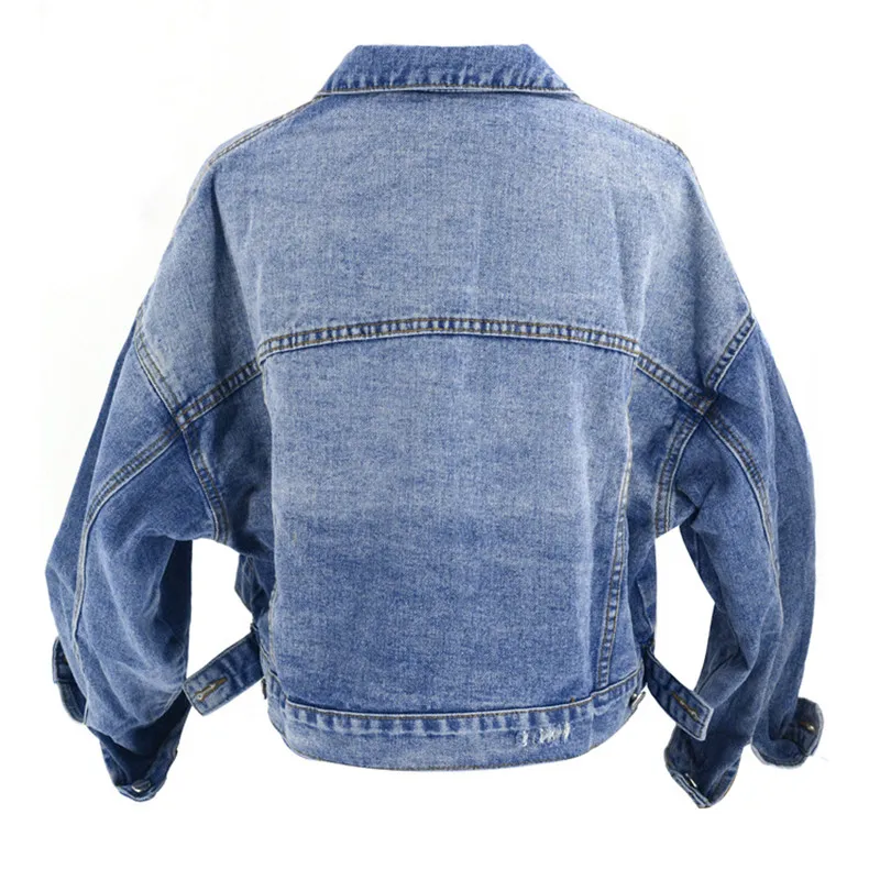 

Denim jackets female blue coat autumn female single breasted Loose leisure denim jackets women clothing