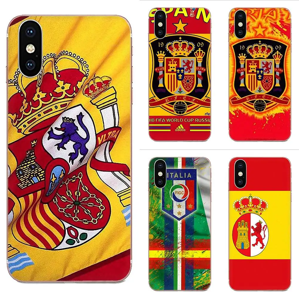 Испанский флаг F для Apple iPhone 4 4s 5 5C 5S SE 6 6S 7 8 11 Plus Pro X XS Max XR Soft Live Love Phone|Чехлы-накладки|