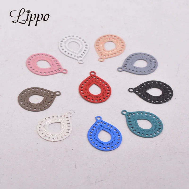 100pcs AC10569 12*16mm Brass Filigree Charm Rose Gold and Silver color Small Watermark Pendant DIY Jewelry Findings | Украшения и