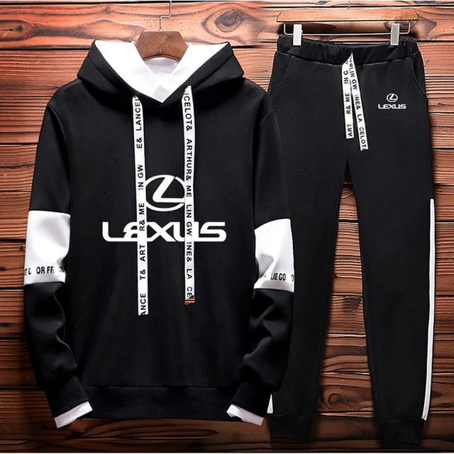 

Fashion Colorblock Men Sweatshirt Lexus Car Logo Spring Autumn Casual pullover High Quality Cotton Men Hooded pants 2 piece set