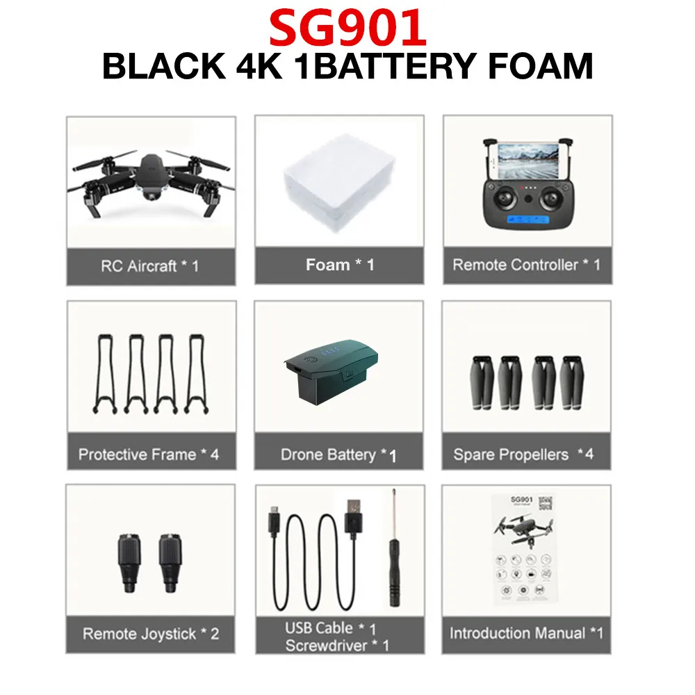 SG901 4K Foam 1B SG907/SG901 Дрон gps 4K HD x50 зум Камера 5G wifi FPV Профессиональный Квадрокоптер RC вертолет складной селфи дроны Рождество - Цвет: SG901 4K Foam 1B