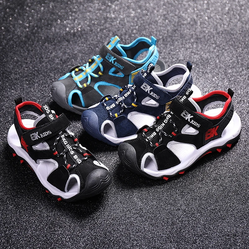 

New Children's Open-toed Summer Sandals with High Quality Leather Hollow Non-slip Soft Sole Children's Shoes Canvas Beach Shoes