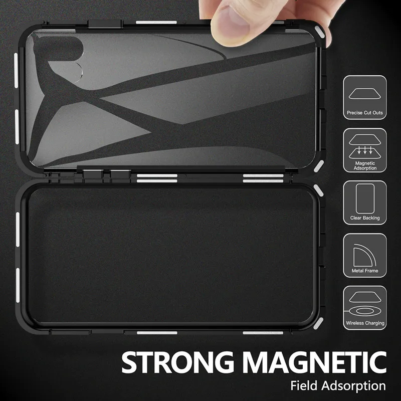 Магнитный флип-чехол для iPhone 11 Pro Max из закаленного стекла чехол с адсорбцией XS XR X 8